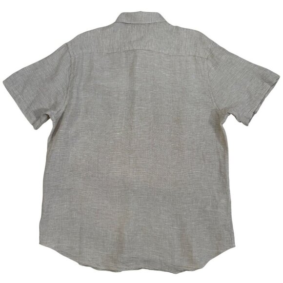 Porter & Ash Beige 100% Linen Button-Up Short Sleeve Shirt XL - Picture 2 of 8